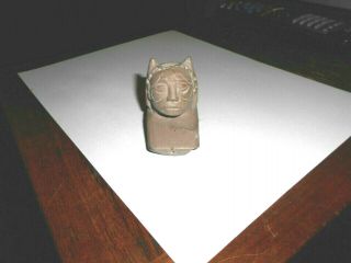 Vintage Artifact - like Effigy Pipe - - MAN FACE WITH CAT EARS - - Small chip 3