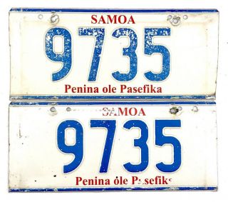 2000 Base Western Samoa License Plate Pair 9735