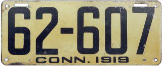 1919 Connecticut License Plate (gibby Very Good)