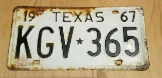 Car Auto Truck License Plate,  Texas 1967 Kgv Lone Star 365