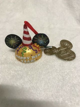 Walt Disney World Mickey Mouse Ears Ornament Happy Year Light Up
