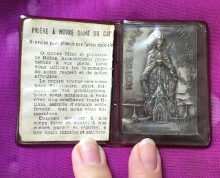 Vintage Antique 1900s Rare Silver Italy Notre Dame Cathedral Pocket Prayer Card
