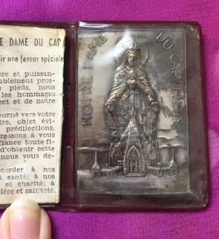 Vintage Antique 1900s Rare Silver Italy Notre Dame Cathedral Pocket Prayer Card 2
