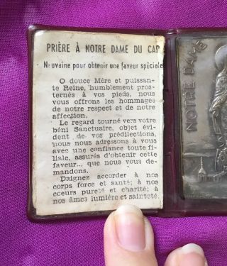 Vintage Antique 1900s Rare Silver Italy Notre Dame Cathedral Pocket Prayer Card 3