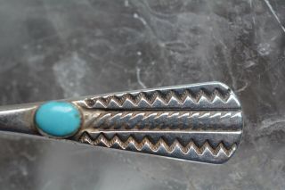Vintage Handmade Navajo Stamped Sterling Silver Turquoise Stone Spoon 6