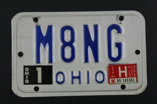 Vintage 1984 1985 Ohio Motorcycle License Plate M8ng