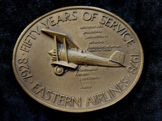 Eastern Air Lines 50 Years Of Service 3 " Bronze Paperweight (abt1)
