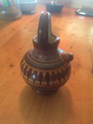 Vintage 4.  5 " Vintage Miniature Hand Painted Mexican Pot/pottery