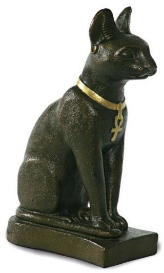 Bastet Egyptian Cat Statue Bronze Finish Kitty Goddess 7h E - 098bp