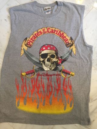 Pirates of the Caribbean Disney World Park Vintage RARE T Shirt Sleeveless 90 ' s 4
