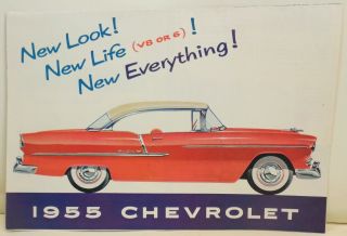 Vintage 1955 Chevrolet Automobile Car Dealer Sales Brochure - Fold Out Poster 55