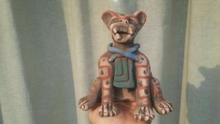 Classic Pre Columbian Aztec Maya Style Jaguar Clay Figure Mexico Maya Balam