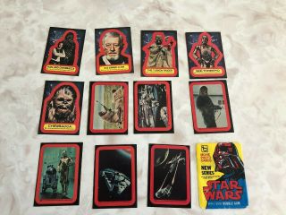 1977 Topps Star Wars Series 2 Sticker Full Set Of 11,  1 Empty Wax Wrapper