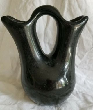 Antique Santa Clara Pueblo Blackware Pottery Native American Wedding Vase