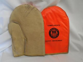 Vntg Union Pacific Railroad Safety Department Promotional Mittens - Magid - Leather