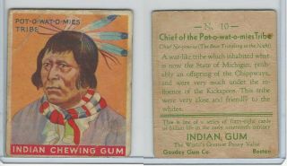 R73 Goudey,  Indian Gum,  Series 48,  1933,  10 Chief Pot - O - Wat - O - Mies Tribe