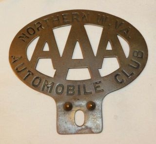 Rare Old Northern West Virginia Aaa Automobile Club License Plate Topper