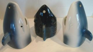 Set Of 3 Shark Shaped Colorful Ceramic Hawaiian Tiki Cups/ Mugs Dw144