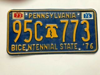 Pennsylvania 1973 Automobile License Plate Automobilia Bicentennial 95c - 773