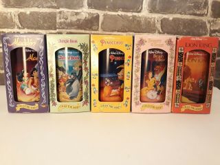 Vintage Set Of 5 Burger King Walt Disney Cups Nos In Origional Boxes