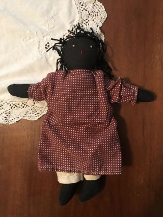 Vintage Black Americana African America Handmade Cloth Rag Doll 10” Tall
