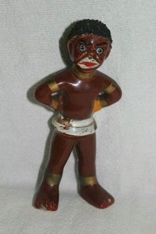 Vintage Black Americana Tribal Baseball Pitcher 6 " Figurine