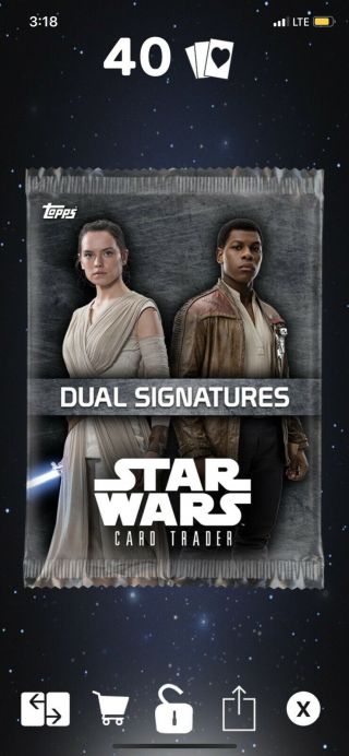 Topps Star Wars Card Trader Tier A Pack Art Dual Signatures Rey & Finn