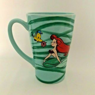 Disney Store Ariel Little Mermaid Rare Large Green Collectible Latte Mug