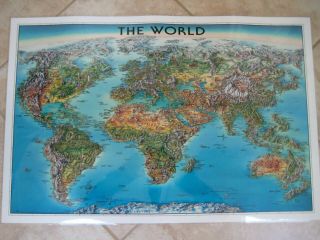 Unique Media Maps 1996 The World Map Laminated Colorful Wall Poster Large 27x18 "