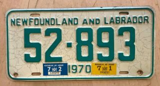 1970 1971 1972 Newfoundland And Labrador Canada Auto License Plate " 52 893 "