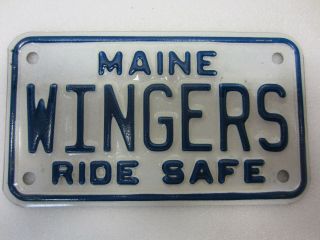 Expired Maine Vanity Motorcycle License Plate As Pictured " Wingers " Top Gun