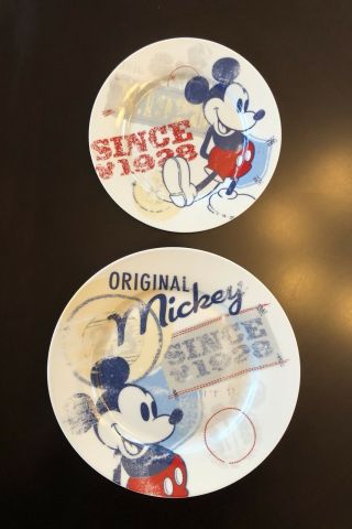 Disney Vintage 1928 Mickey Mouse Dinner And Dessert Plate Set