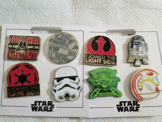 Disney Pin 2 4 Pin Park Pack Booster,  Star Wars,  R2d2,  Light Side,  Dark Side,  Death S