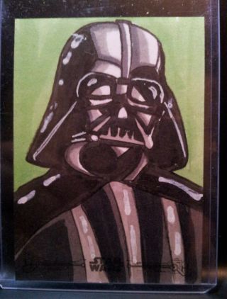 Darth Vader Artist Proof Star Wars Black & White Sketch Card By Nathan Ohlendorf