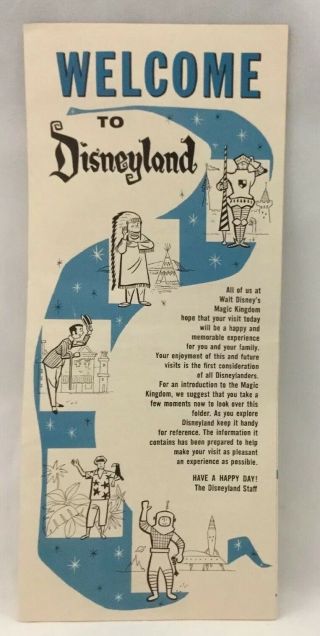 Rare Htf Vintage Summer 1961 Disneyland Welcome Brochure,  Map,  Guide - (vg)