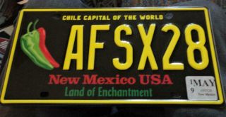 Mexico Chili Capitol Of The World Land Of Enchantment License Plate Afsx28