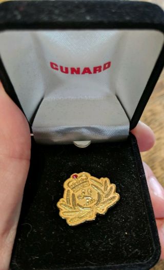 Cunard Cruise Line Lapel Pin W/ Case