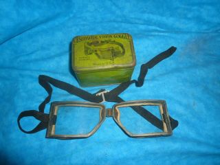 Antique,  Cesco Wide Vision Goggle,  Motorcycle / Aviator,  Tin Box