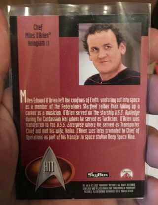 Star Trek The Next Generation Season 6 O ' brien Hologram Insert Trading Card H11 2