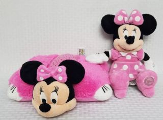 Disney Minnie Mouse Large Dreamlites Nite Lite Pillow Pets And 16 " Minnie Plush