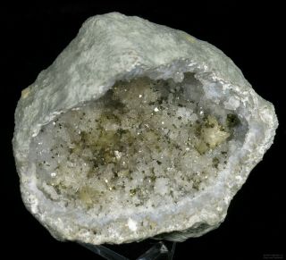 Golden Chalcopyrite Crystals On Dolomite & Quartz Keokuk Geode Section