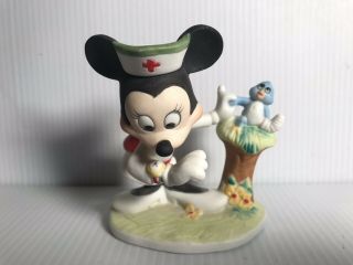Walt Disney Productions 3 1/2 " Nurse Minnie And Sick Bluebird Figurine
