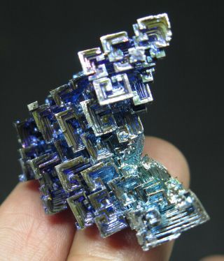 38mm 0.  5OZ Blue Bismuth Crystal Cluster Mineral Specimen 3