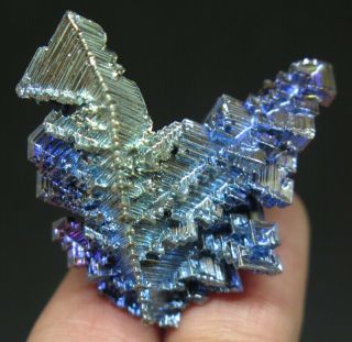 38mm 0.  5OZ Blue Bismuth Crystal Cluster Mineral Specimen 4