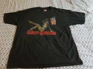 Harley Davidson Shirt 2xl Made In Mexico Bravado Lady Flag Graceland Memphis Tn