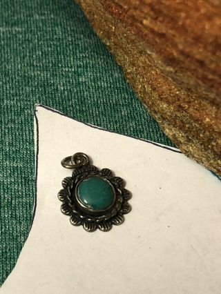 Old Pawn Fred Harvey Era Sterling Silver Turquoise Charm 061818baa