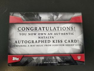 WWE Topps Natalya Autographed Kiss Card & Mat Relic,  1/25 Beth Phoenix Medallion 2