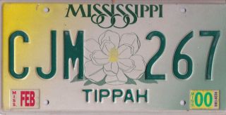 2000 Mississippi Cjm 267 Tippah County License Plate