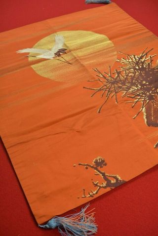 Zc19/280 Vintage Japanese Fabric Silk Antique Boro Woven Textile Fukusa 27.  6 "
