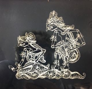 Silver Thread Filigree Bali Framed Wall Hanging Picture 2d Relief Wayang Lovers